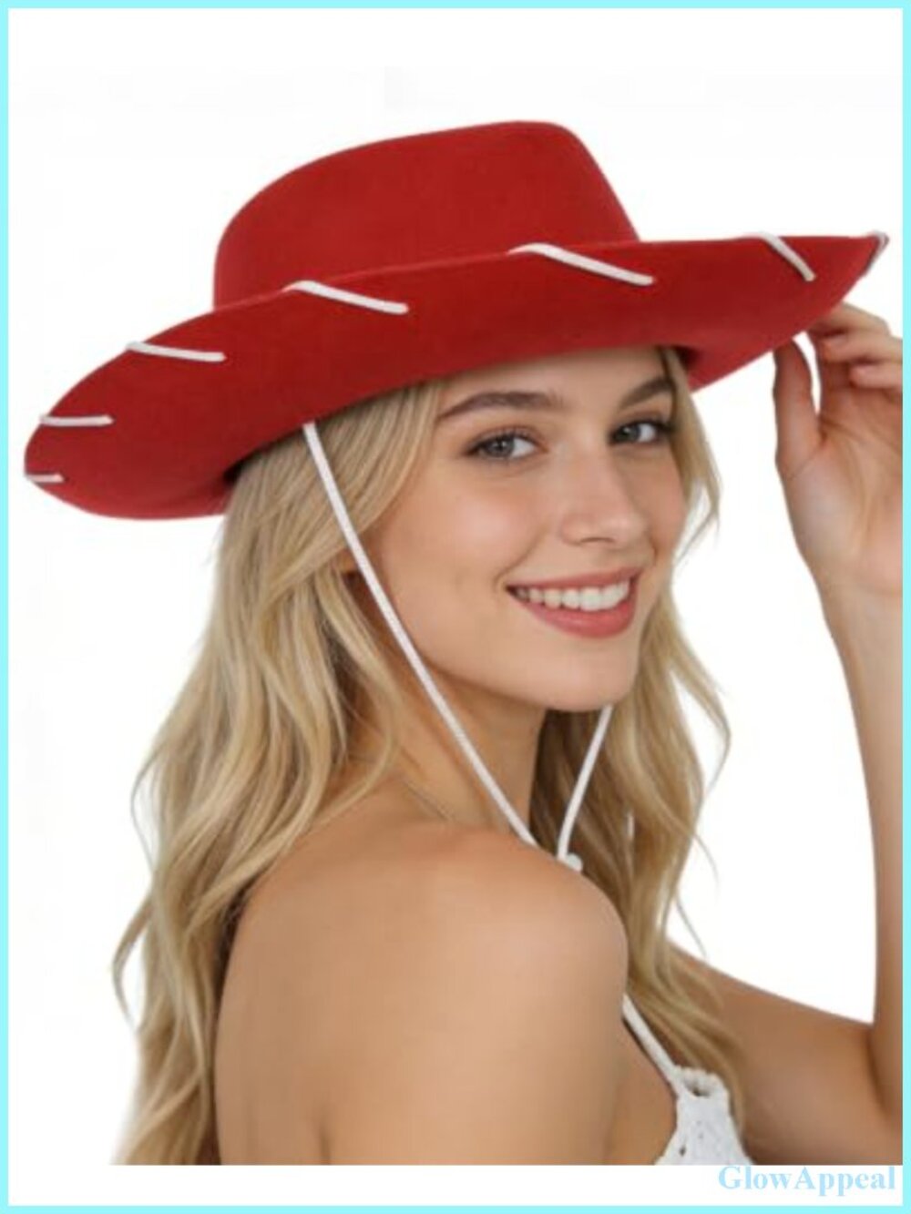 Red Felt Cowboy Hat Women Western Cowgirl Costume One Size